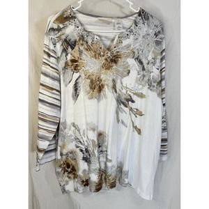 Alfred Dunner Womens Size Plus 1X‎ Top Shirt 3/4 Sleeve Floral